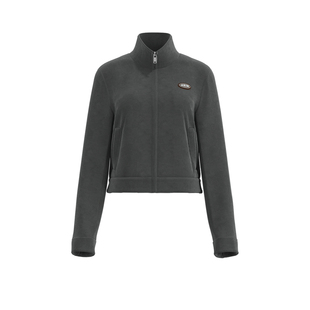 UR&DC2025春季新款f复古轻运动休闲立领仿麂皮拉链短款外套女夹克