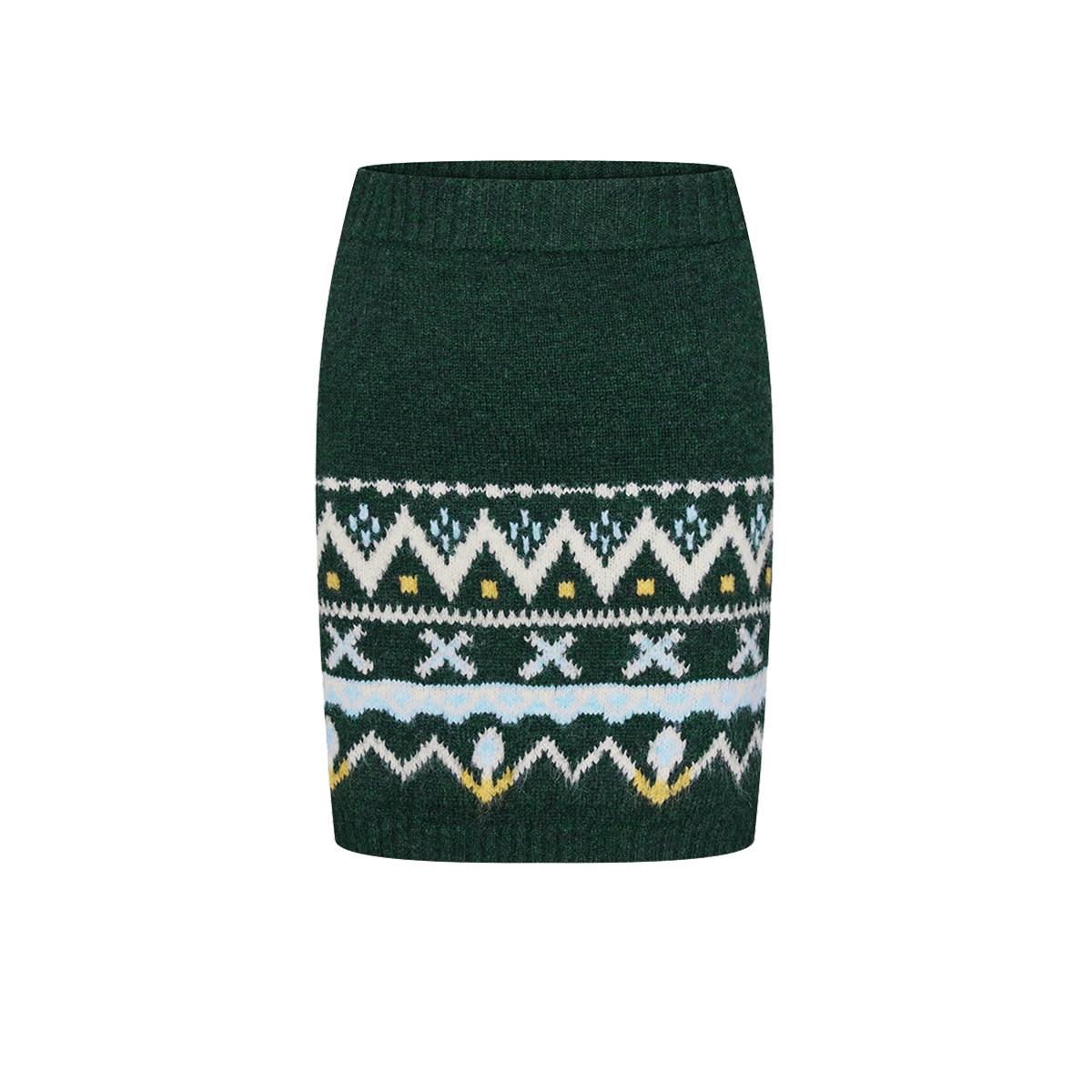 UR&DC2024冬季新款气质复古费尔岛提花慵懒针织半裙女直筒裙短裙