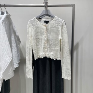 粉彩风气质镂空肌理感提花长袖 UR&DC2026春季 新款 法式 女 针织开衫