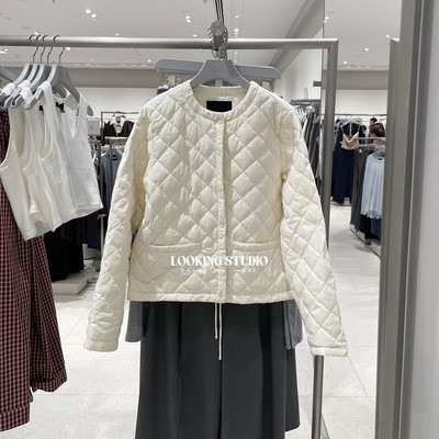 UR&DC2025冬季新款简约风菱格绗缝口袋短款轻薄羽绒服女薄款外套