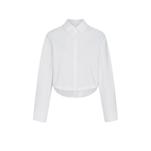 UR&DC2025春季新款假两件拼接设计感长袖短款开襟白色衬衫女上衣