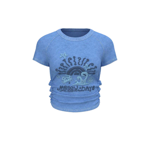 T恤女超短款 设计感度假风抽褶立体图案短袖 上衣 新款 UR&DC2025夏季