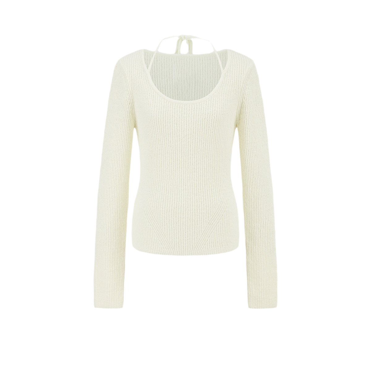 UR&DC2024秋冬新款法式气质慵懒氛围感坑条修身系带长袖针织衫女