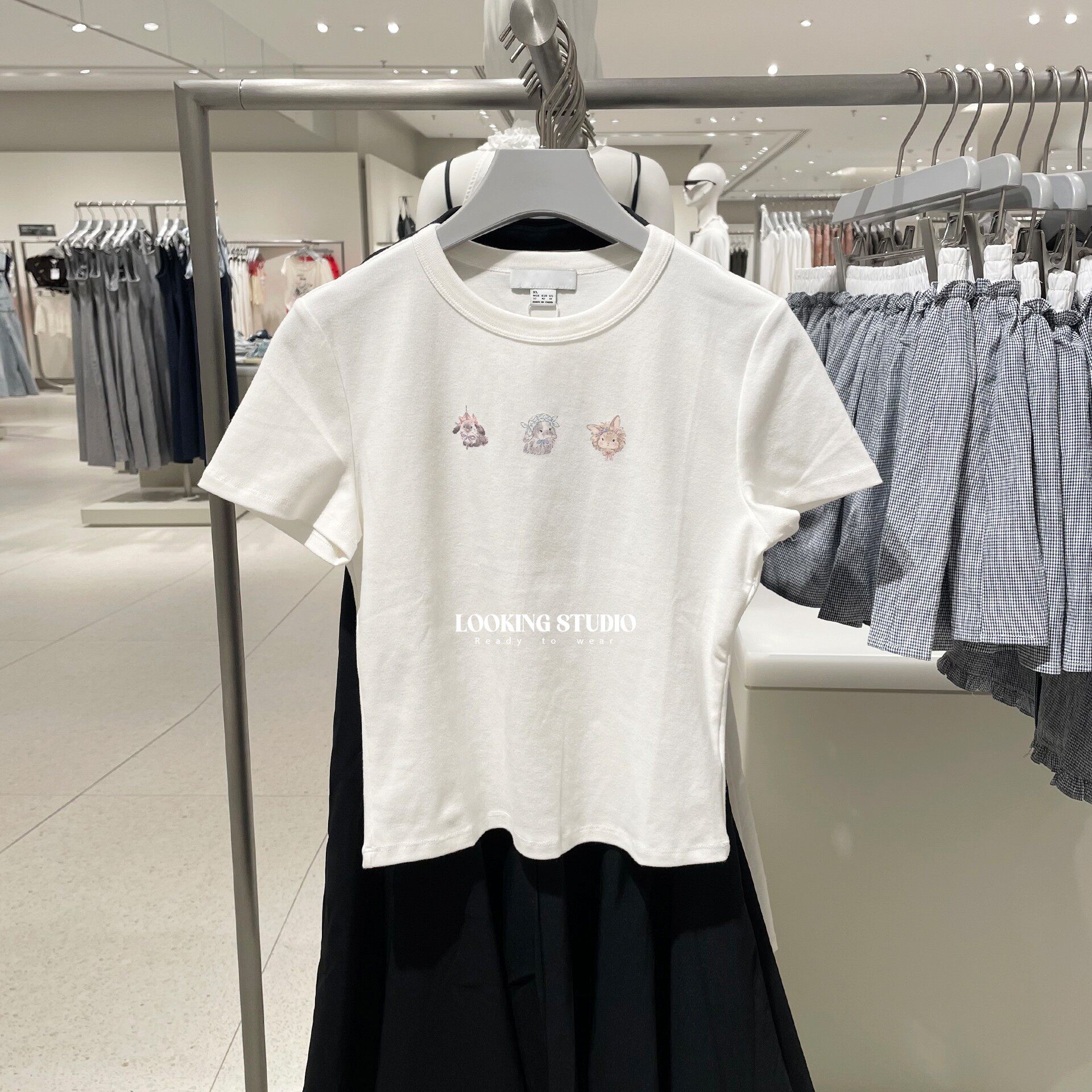 UR&DC2026夏季新款小个子都市精致萌宠印花圆领短袖T恤女短款上衣