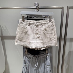 UR&DC2026夏季新款女装都市复古波点印花花边裙裤休闲牛仔短裤女