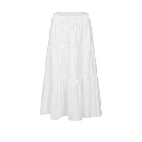 UR&DC2025夏季新款百搭甜美风蝴蝶结系带花边装饰半身裙白色A字裙