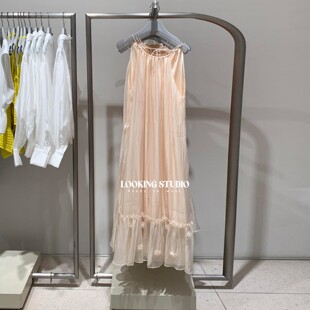 UR&DC2025夏季新款设计感休闲度假风立体花朵腰带绑带无袖连衣裙