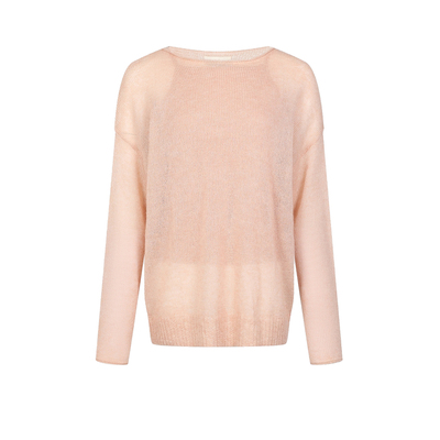 UR&DC2026春季新款超宽松气质简约纯色圆领薄款落肩长袖针织衫女