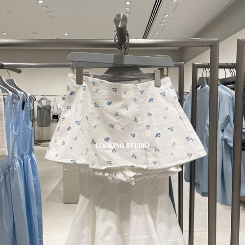 UR&DC2025夏季新款短裙法式时尚甜美田园风碎花短款休闲半裙A字裙