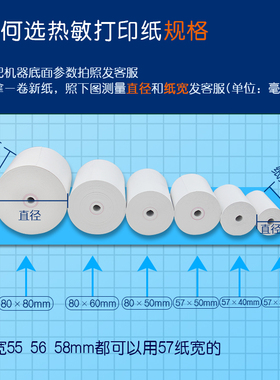 超薄款58mm热敏纸57x50x30x40无管芯小票纸po收银打印纸通用小卷美团外卖收银纸80x60x80收银机卷纸5750薄纸