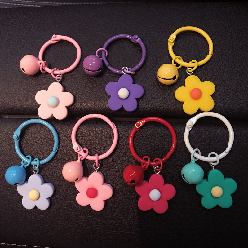 钥匙扣女ins网红韩国可爱卡通小清新泫雅彩色小花钥匙扣包包挂件