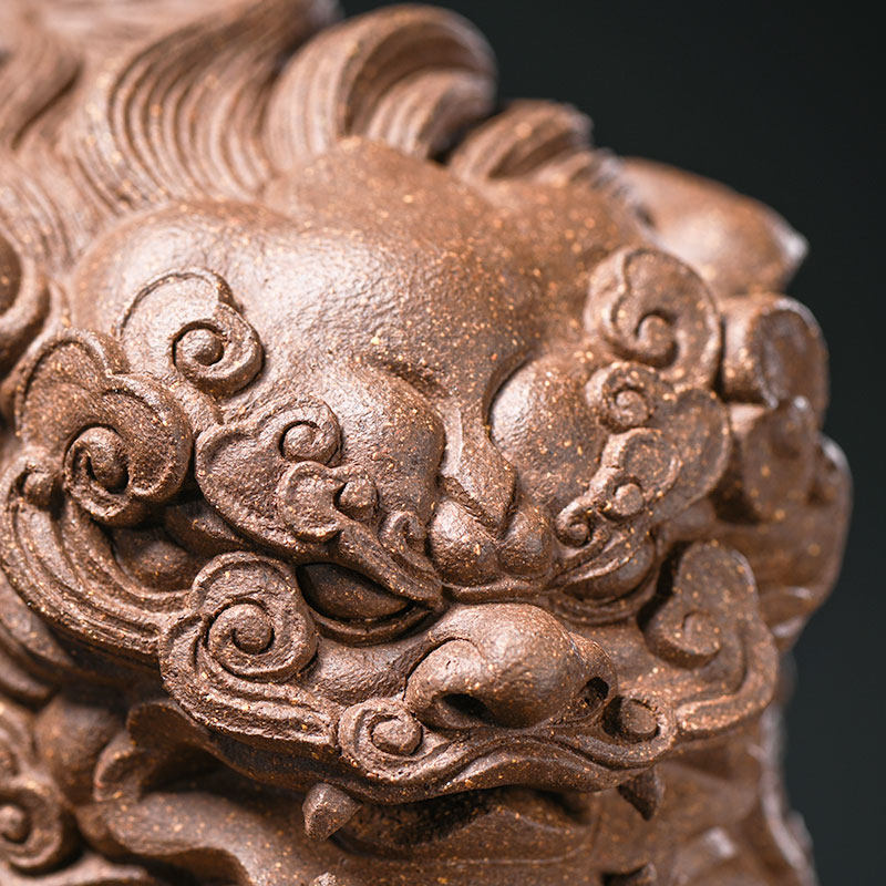 柏年堂 吉柏年 精品紫砂茶宠雕塑摆件 唐狮 四大天王 风雨雷电 电