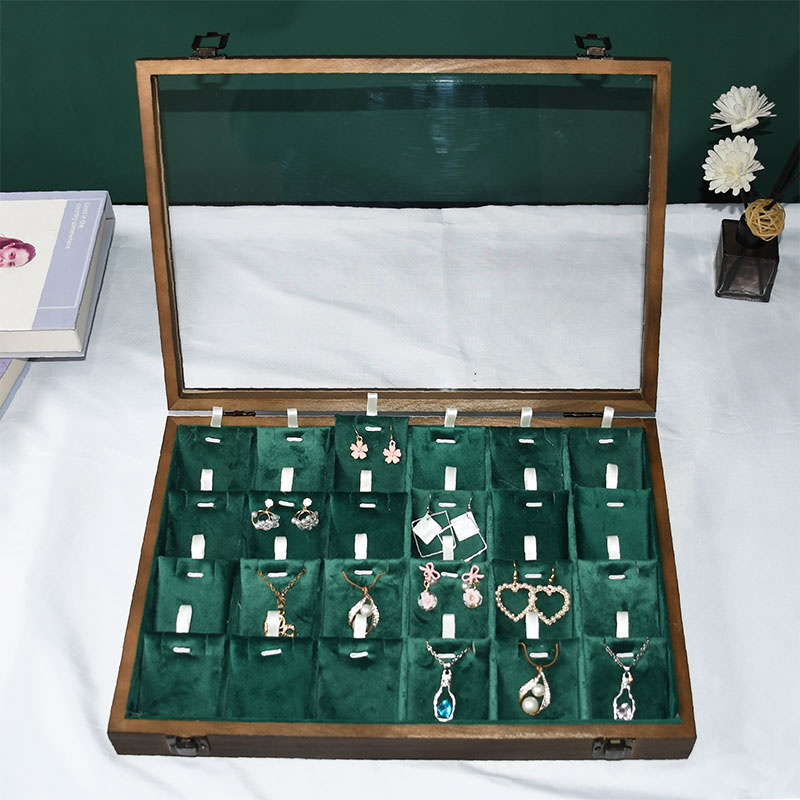 胡桃木首饰盒收纳耳钉耳环包装盒