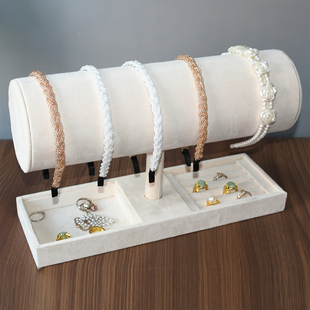 绒布头箍架桌面发箍架子多功能首饰收纳盒发带项链摆摊饰品展示架