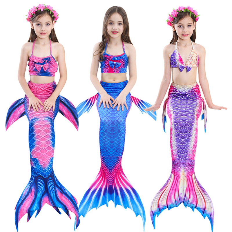 2019新款儿童分体美人鱼泳衣女童中大童公主小学生比基尼游泳衣