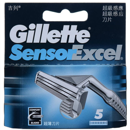 老式吉列超级感应刀头5片装 sensor excel吉利男士双层剃须配件