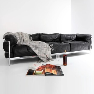 Cassina意式极简沙发头层牛皮设计师款客厅直排羽绒复古油蜡皮LC3