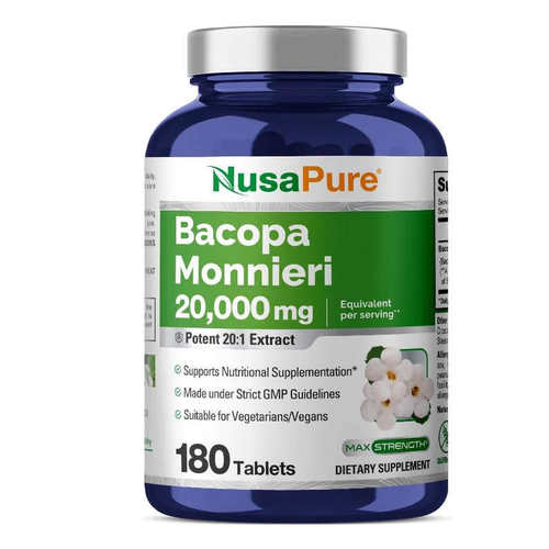 NusaPure Bacopa Leaf Monnieri马齿苋胶囊成人情绪压力调整180粒