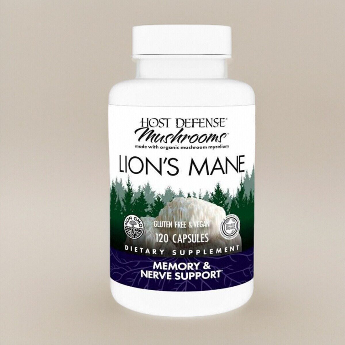 美国成人Lion's Mane Brain脑力记忆力保健品蘑菇狮鬃毛120粒大瓶