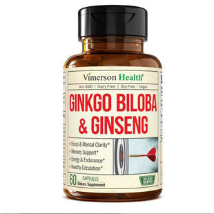 美国Ginseng Ginkgo Biloba北美人参根银杏+银杏叶提取物复合胶囊