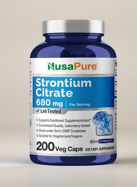 美国成人柠檬酸锶胶囊NusaPure Strontium 200粒家人心脑血管护理