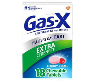 18粒便携式 咀嚼片樱桃味缓解腹部消化 美国代肠胃气体胀通Gas