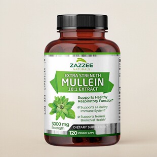 美国成人毛蕊花提前物Mullein 免疫力肺部健康保健120粒高浓度