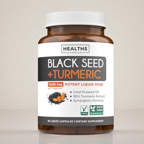 美国成人黑籽油胶囊+姜黄素补充Black Seed Oil+Turmeric家人保健