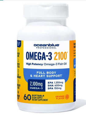 美国代购Oceanblue Professional Omega-3高含量鱼油2100毫克60粒