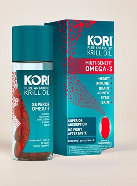 美国成人磷虾油胶囊含鱼油Kori Krill Oil Omega-3南极磷虾油30粒