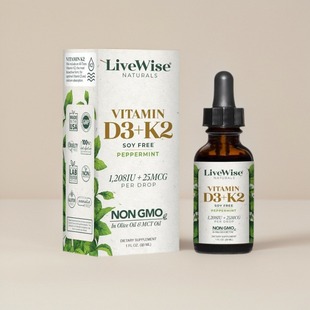 美国成人维生素D3K2滴液关节骨骼心脏保健钙吸收Live Wise30毫升