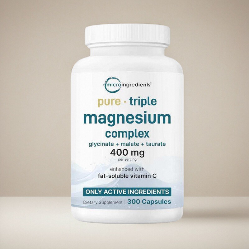 美国代购复合螯合镁胶囊甘氨酸镁苹果酸镁Triple Magnesium +VC