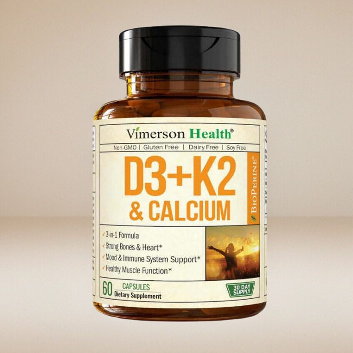 美国代购成人维生素D3+K2 含钙关节骨骼保健Calcium MK7 牙齿心脏