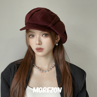 MOREZON【Mossant】24秋冬新款时尚潮人个性百搭羊毛八角报童帽子