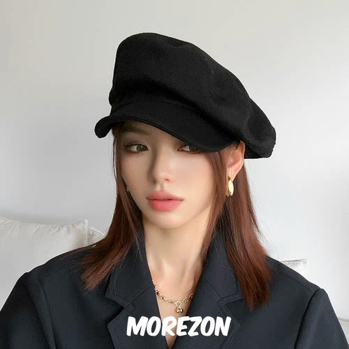 MOREZON【ETRE PAR LEE】设计师24秋冬潮人休闲百搭羊毛平顶帽子