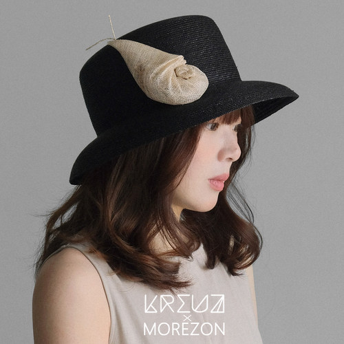 MOREZON【KREUZZZ Meyer】26春夏新款设计师潮人羽毛装饰麦秆草帽