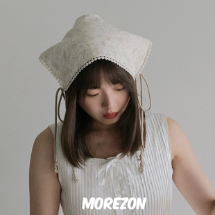 MOREZON【KREUZZZ】25SS小众设计师手工亚麻棉布刺绣轻盈包头帽子