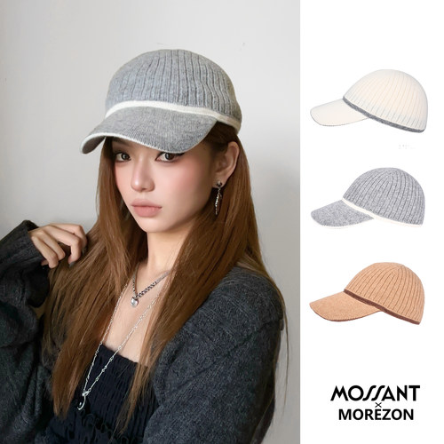 MOREZON【Mossant】26秋冬新款小众潮人百搭羊毛针织条纹棒球帽子