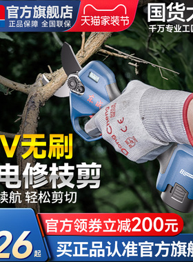东成电动修枝剪修剪树枝粗枝剪刀果树园艺充电式锂电强力剪子东城