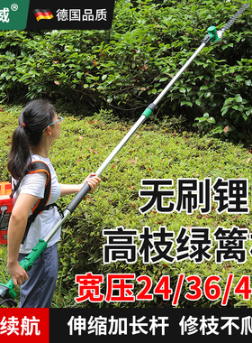 电动高枝绿篱机加长杆修剪机充电式园林绿化桂花树锂电伸缩高空剪