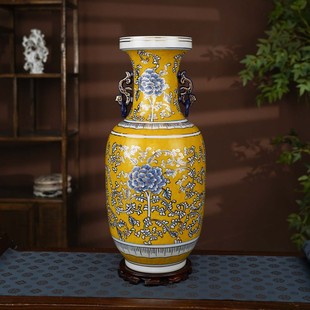 景德镇陶瓷中式 饰收藏摆件 高端描金手绘大号花瓶客厅电视柜玄关装