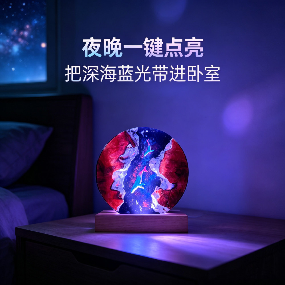 海洋环氧树脂灯生物桌面摆件生日礼物潜水员家居装饰桌搭创意礼物