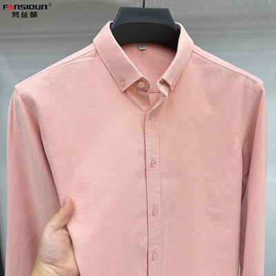 100%纯棉灯芯绒男士长袖衬衫