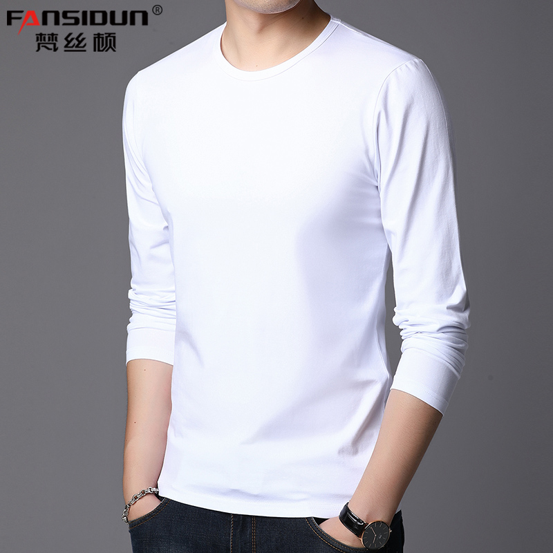 纯白色棉质长袖T恤舒服不起球
