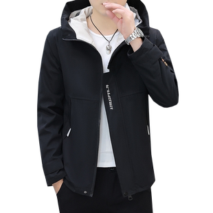 外套男秋冬季2025新款加绒加厚潮流韩版保暖夹克连帽衣服青年男装
