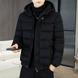冬季男士棉衣外套2026年新款千鸟格羽绒棉服潮流棉袄加厚保暖冬装