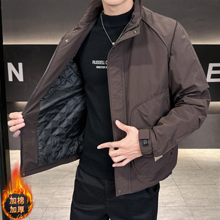 秋冬季2025年新款加厚二棉外套男士潮流帅气加棉保暖立领夹克棉服