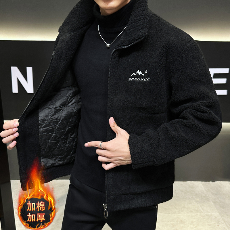 冬季颗粒绒外套夹棉保暖男