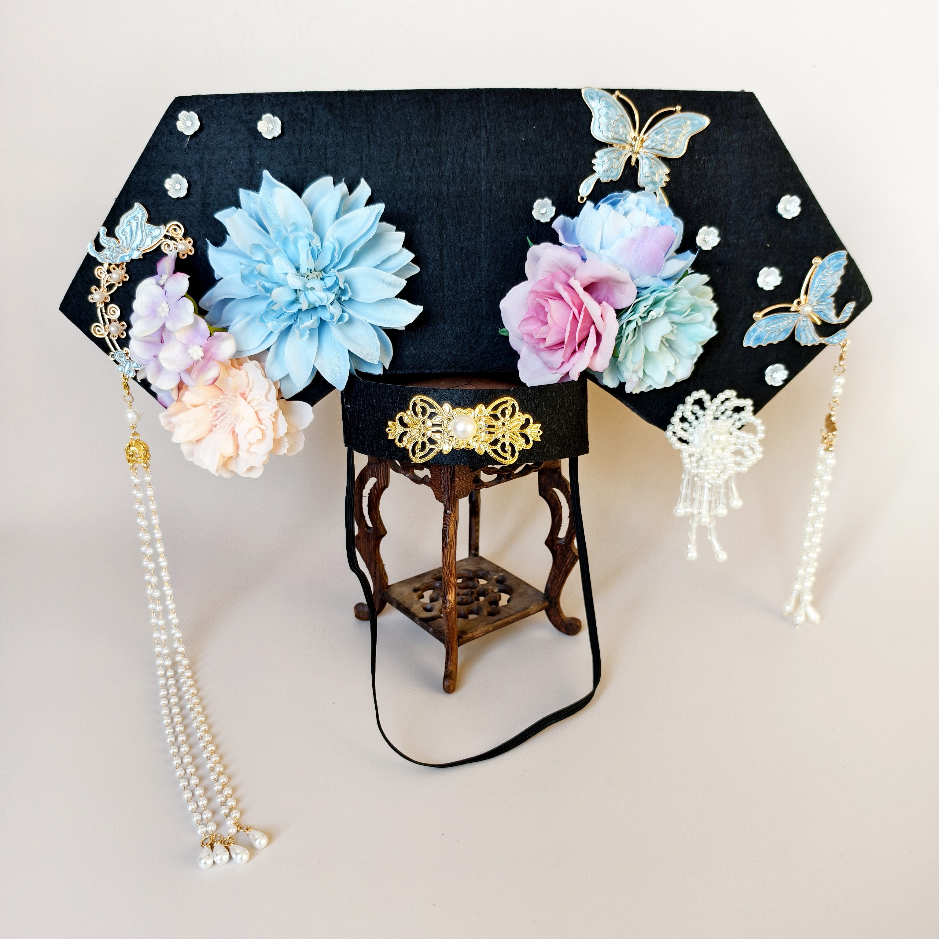 宫廷风旗头蝴蝶发饰复古演出拍照