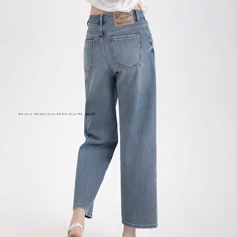 代嘉儿daiclaire牛仔裤女夏季薄款复古弹力直筒九分裤阔腿裤95881
